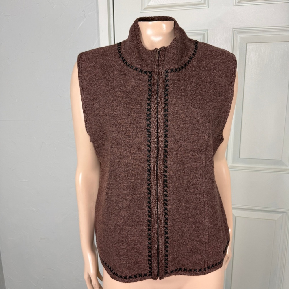 Icelandic Designs Women's Sweater L Wool Cardigan Zip Vest Nordic Solid V3-8